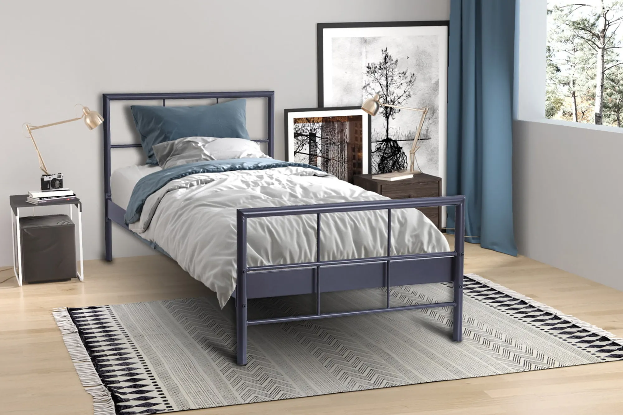 Kinderbedden|Bedden^Huisenthuis Bed Chuck Donkergrijs 90×200 cm