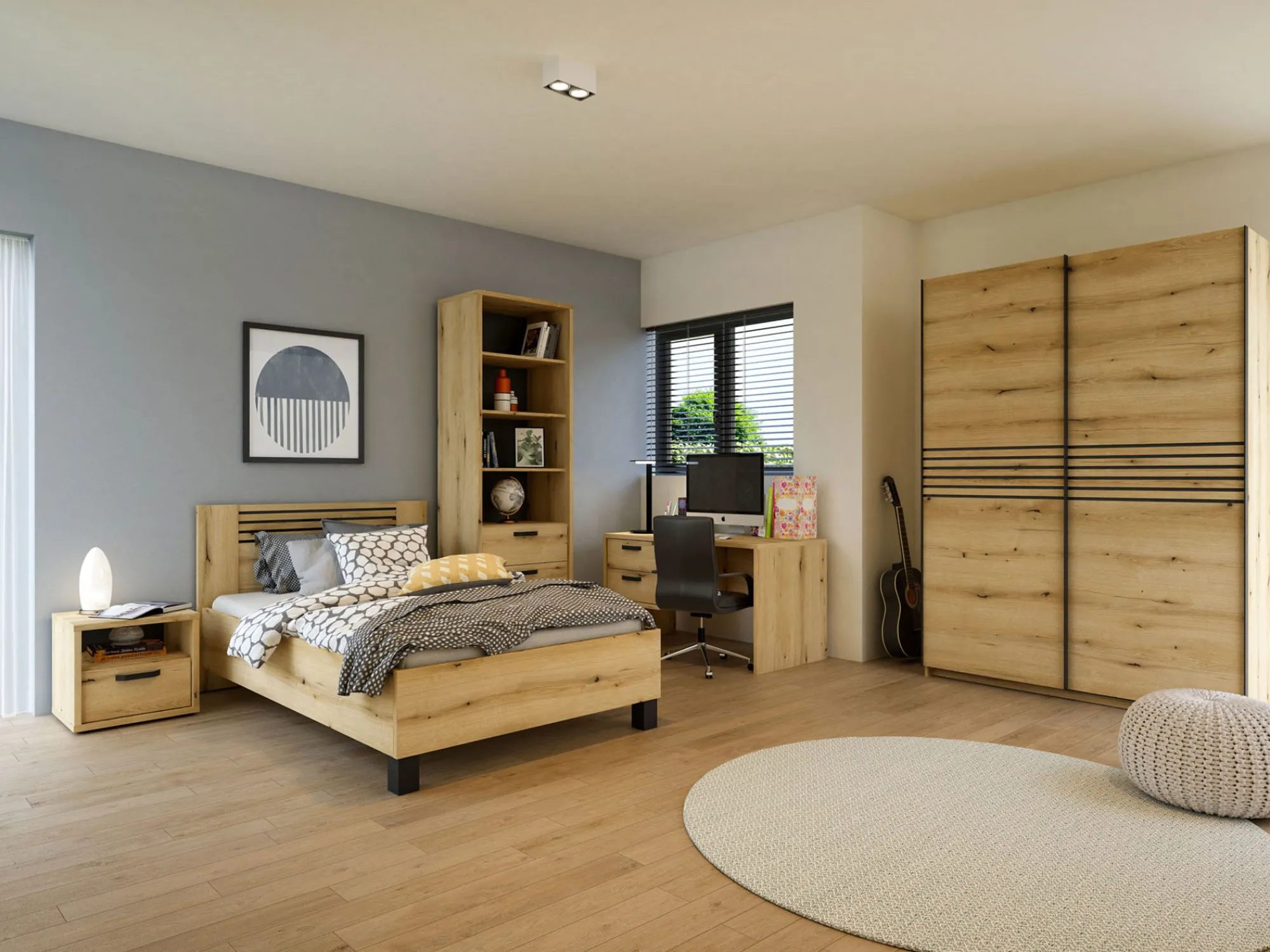 Kinderbedden|Bedden^Huisenthuis Bed Mekong Eiken 120x200cm