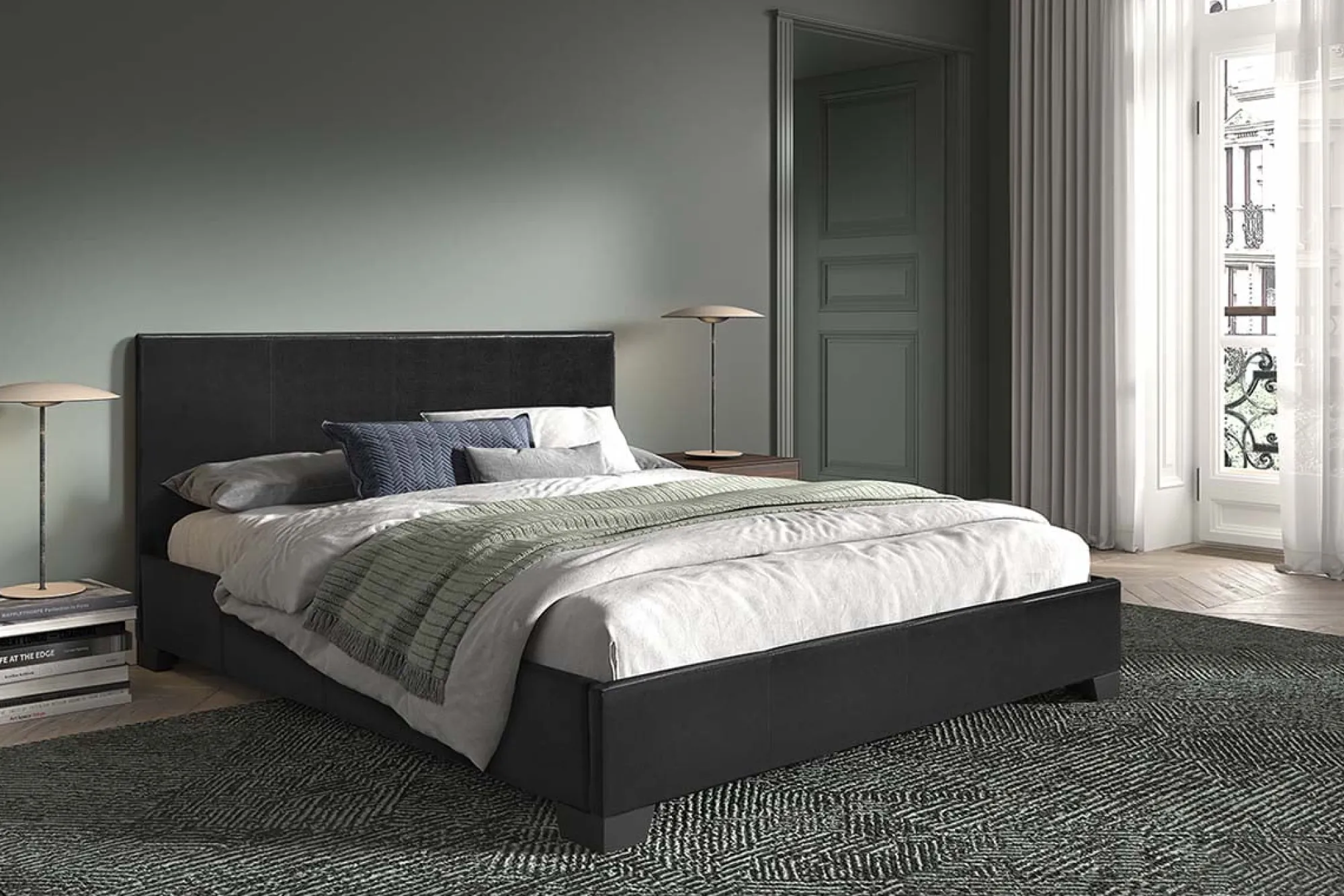 Bedden^Huisenthuis Bed Napels Zwart 160x200cm