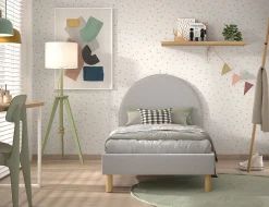 Kinderbedden|Bedden^Huisenthuis Bed Victoria Bouclé 90×200 cm Grijs