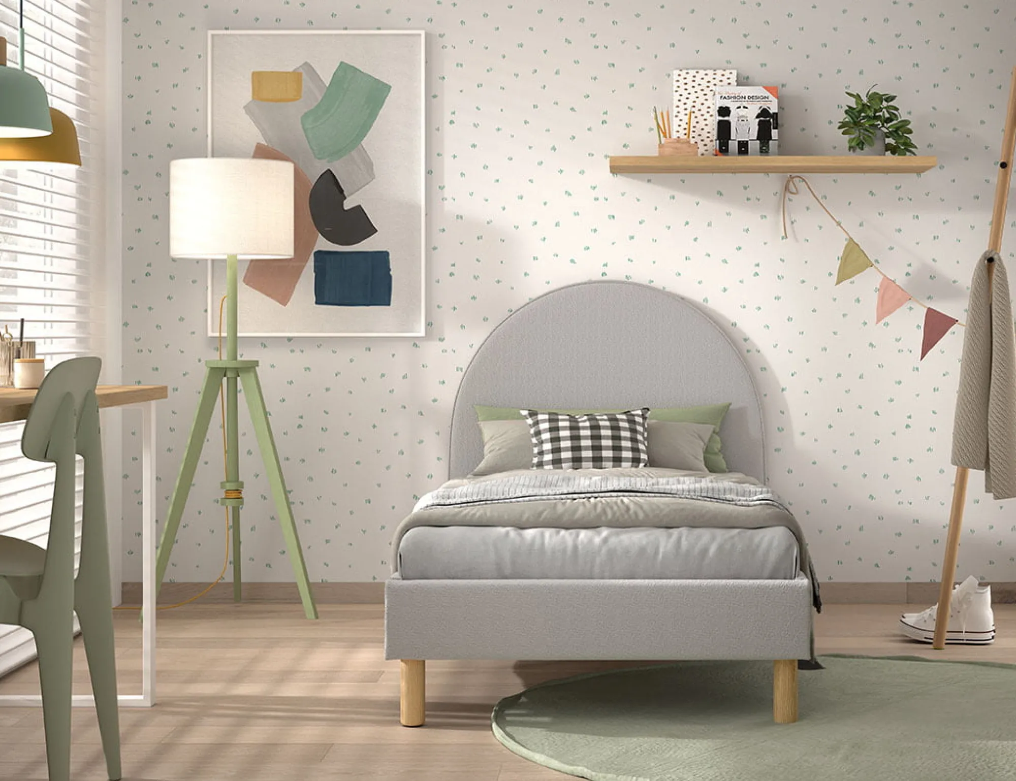 Kinderbedden|Bedden^Huisenthuis Bed Victoria Bouclé 90×200 cm Grijs