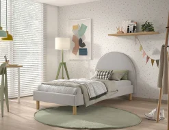 Kinderbedden|Bedden^Huisenthuis Bed Victoria Bouclé 90×200 cm Grijs