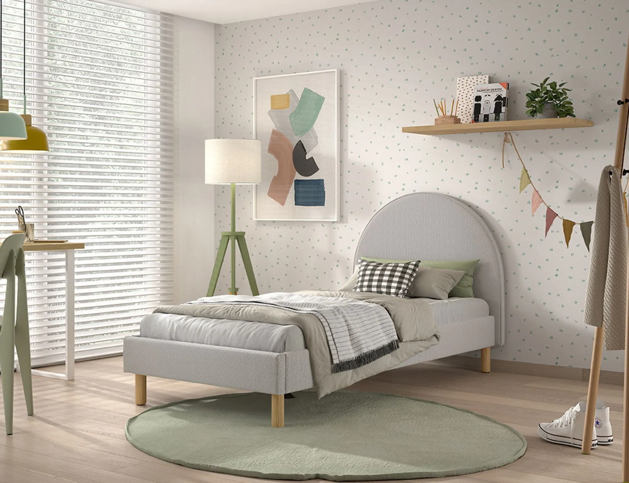 Kinderbedden|Bedden^Huisenthuis Bed Victoria Bouclé 90×200 cm Grijs
