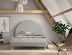 Kinderbedden|Bedden^Huisenthuis Bed Victoria Bouclé 140×200 cm Grijs