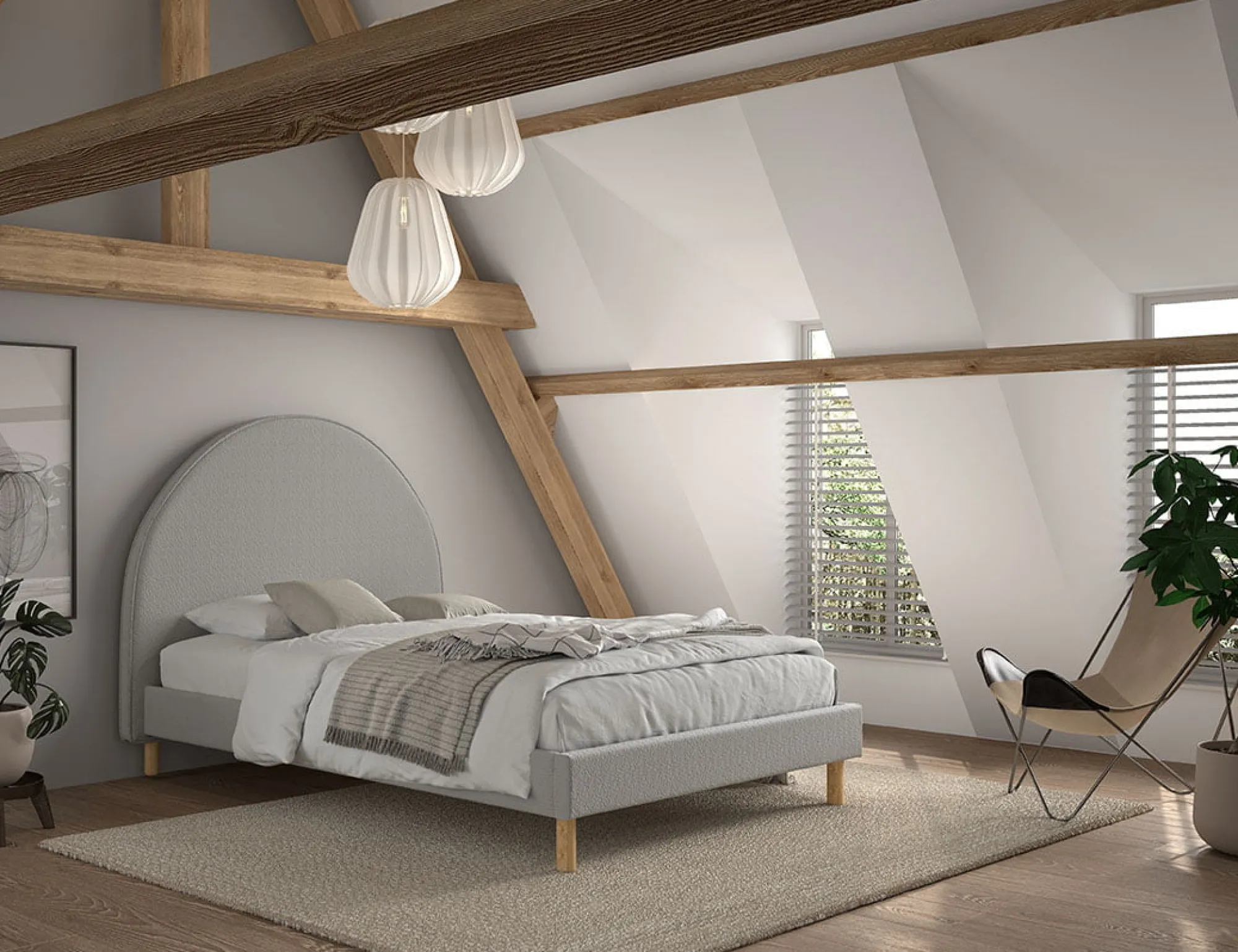 Kinderbedden|Bedden^Huisenthuis Bed Victoria Bouclé 140×200 cm Grijs