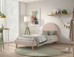 Kinderbedden|Bedden^Huisenthuis Bed Victoria Bouclé 90×200 cm Roze