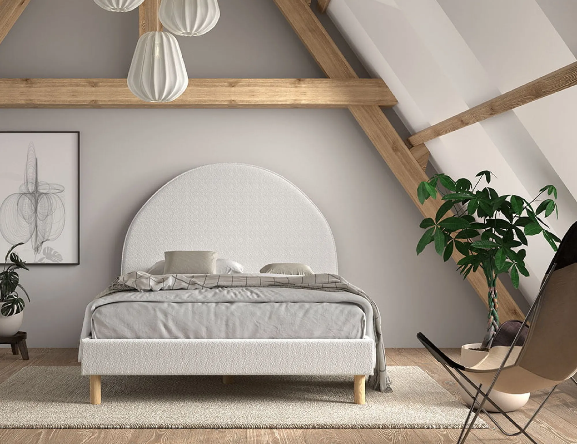 Kinderbedden|Bedden^Huisenthuis Bed Victoria Bouclé 140×200 cm Wit