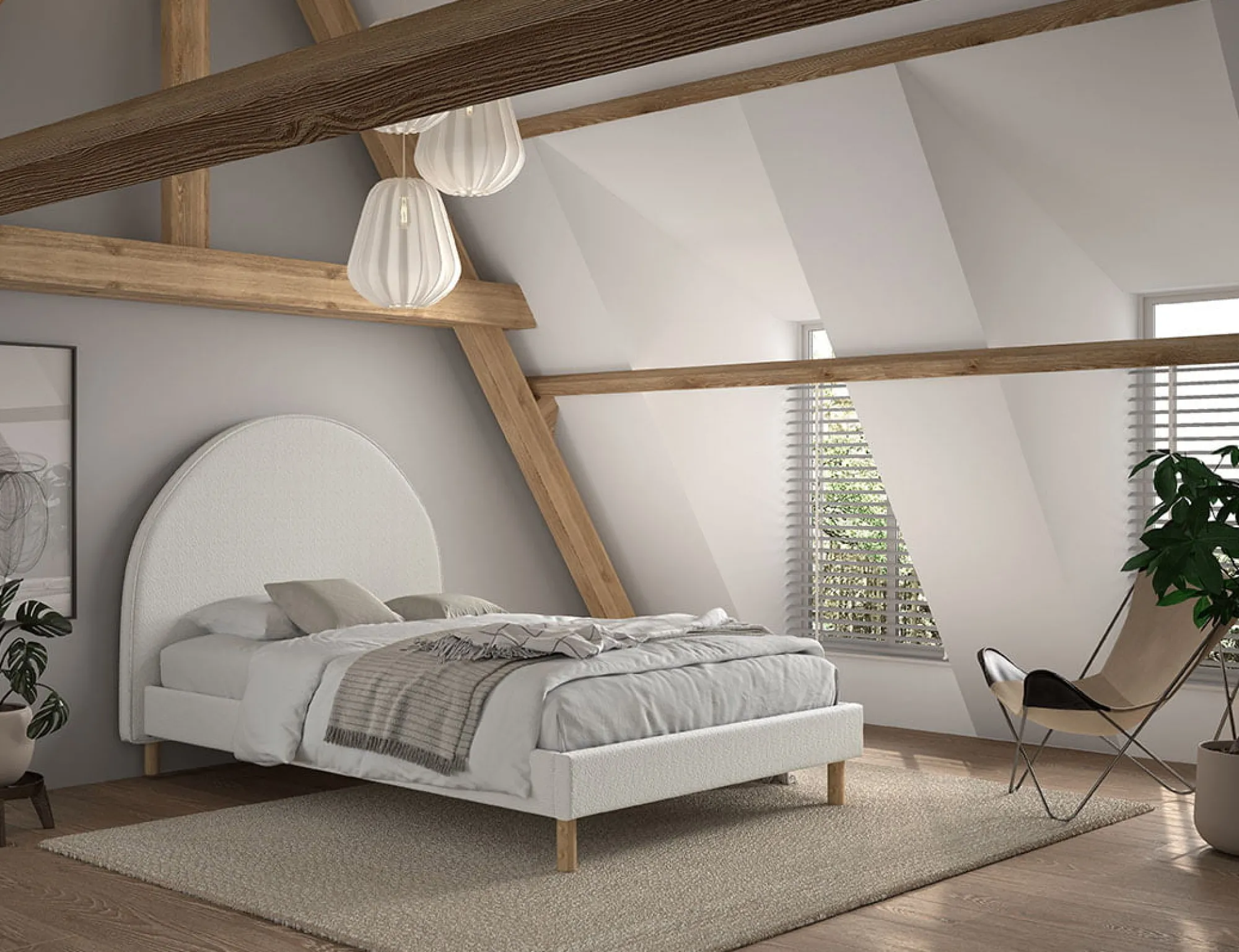 Kinderbedden|Bedden^Huisenthuis Bed Victoria Bouclé 140×200 cm Wit