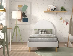 Kinderbedden|Bedden^Huisenthuis Bed Victoria Bouclé 90×200 cm Wit