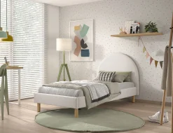 Kinderbedden|Bedden^Huisenthuis Bed Victoria Bouclé 90×200 cm Wit