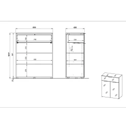 Opbergkasten^Huisenthuis Bergkast Sirmione Wit Eiken Eiken, Wit