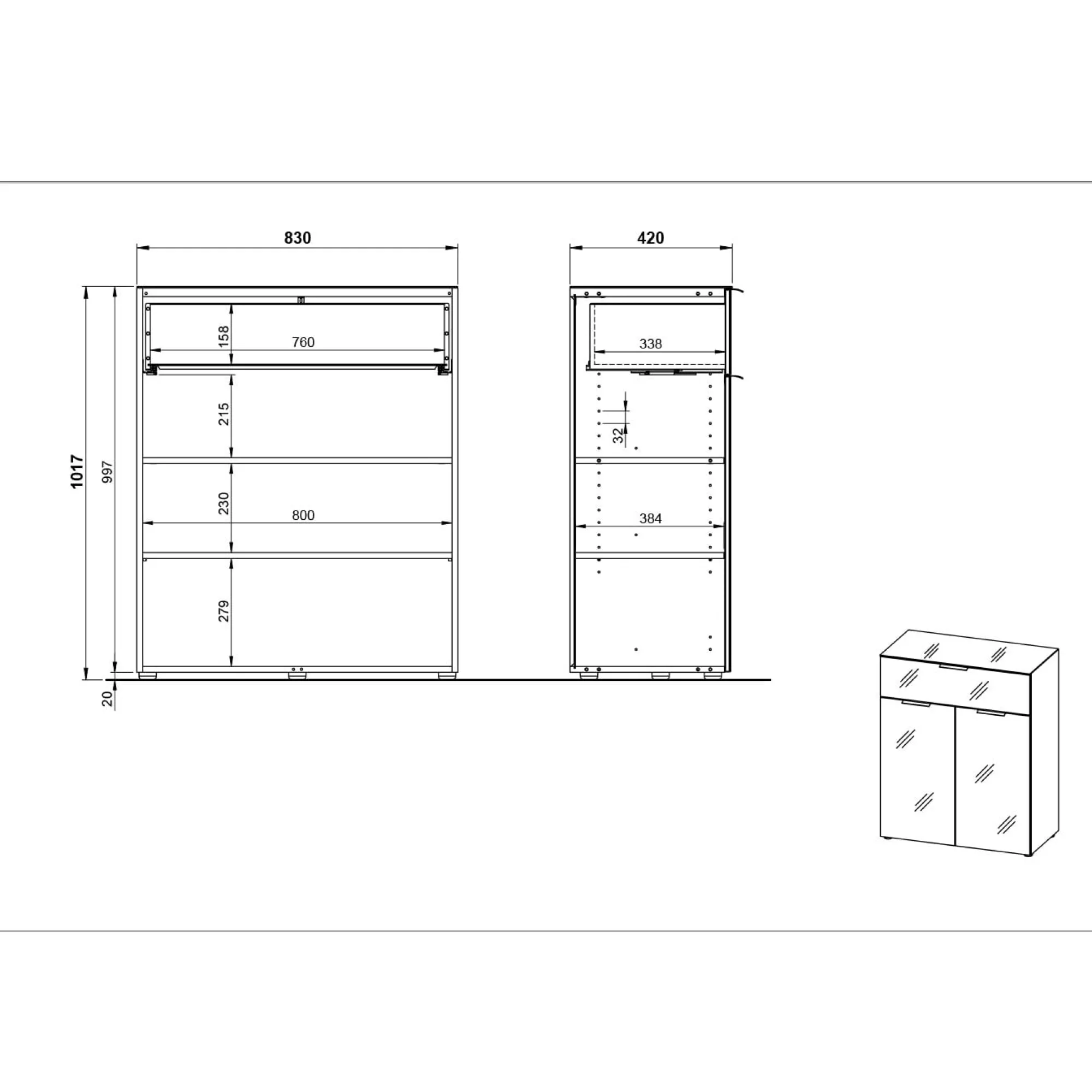 Opbergkasten^Huisenthuis Bergkast Sirmione Wit Eiken Eiken, Wit
