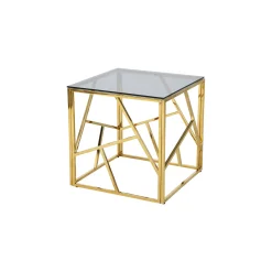 Bijzettafels^Huisenthuis Bijzettafel Benin Goud 55×55 cm