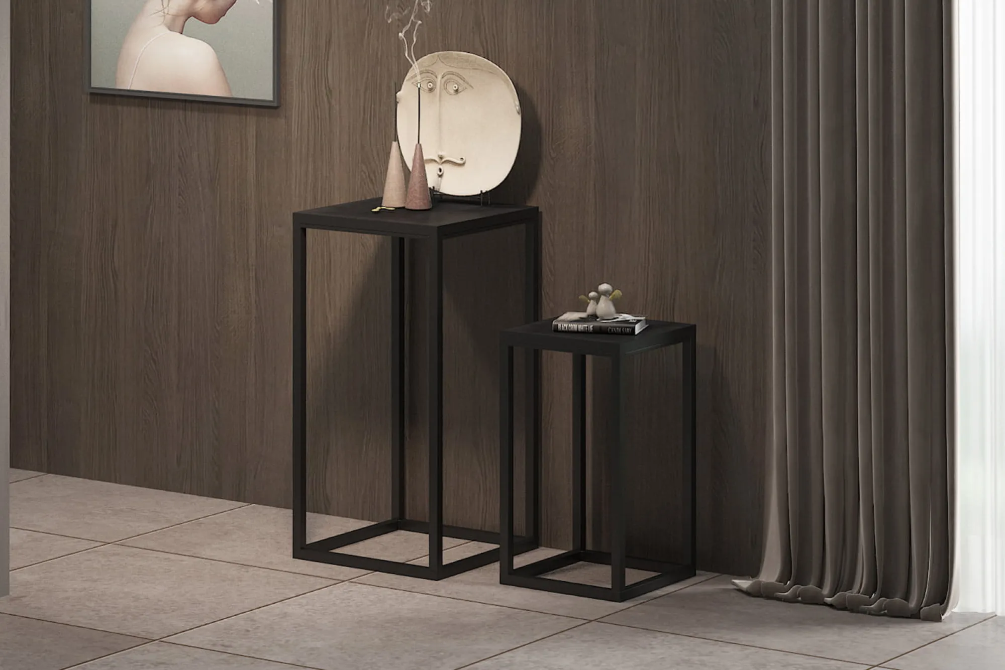 Bijzettafels^Huisenthuis Bijzettafel set Otis Zwart