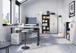 Bureaus^Huisenthuis Bureau Discovery 180 cm Lichtgrijs Zwart