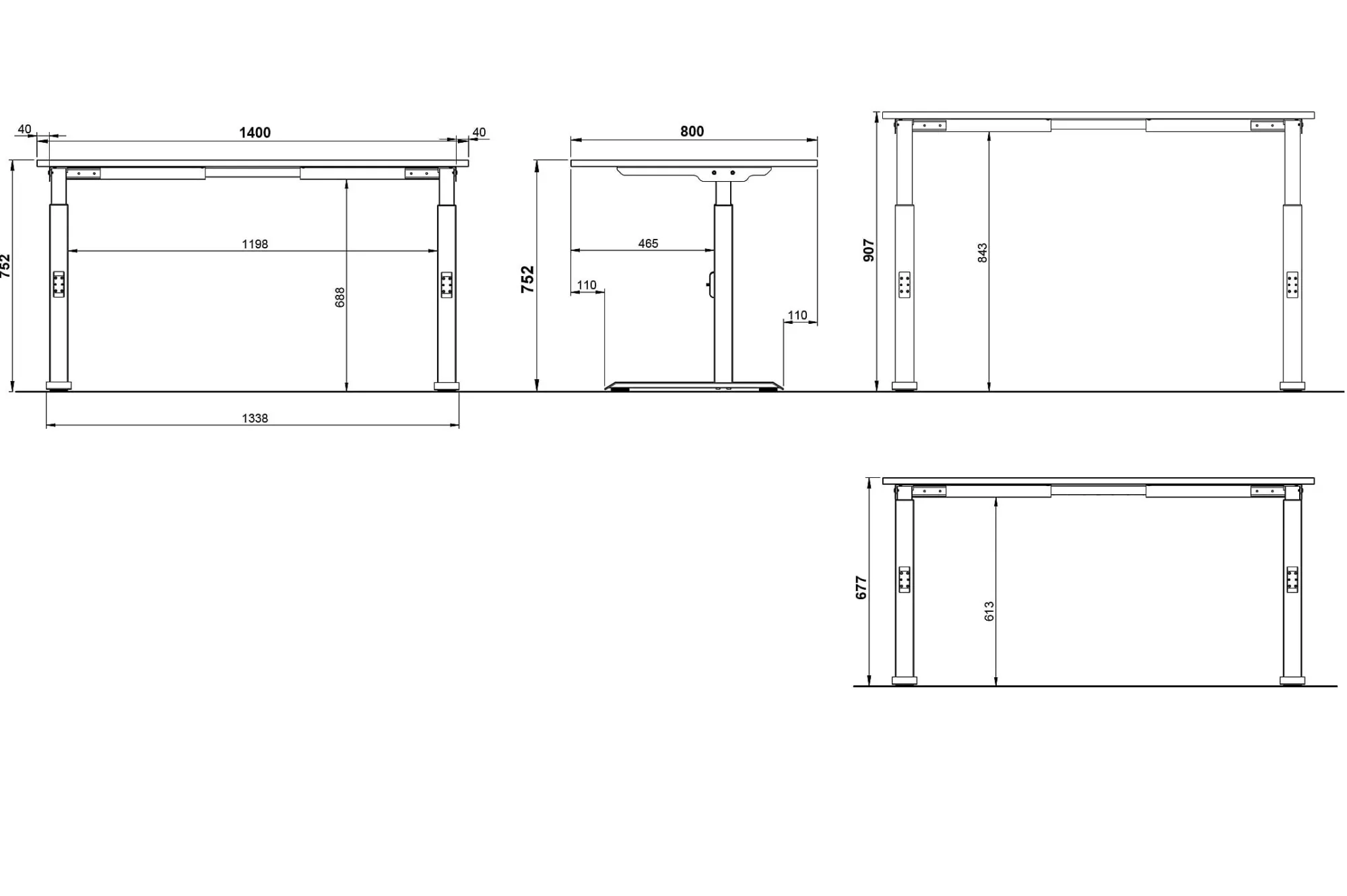 Bureaus^Huisenthuis Bureau Galileo 140 cm Wit