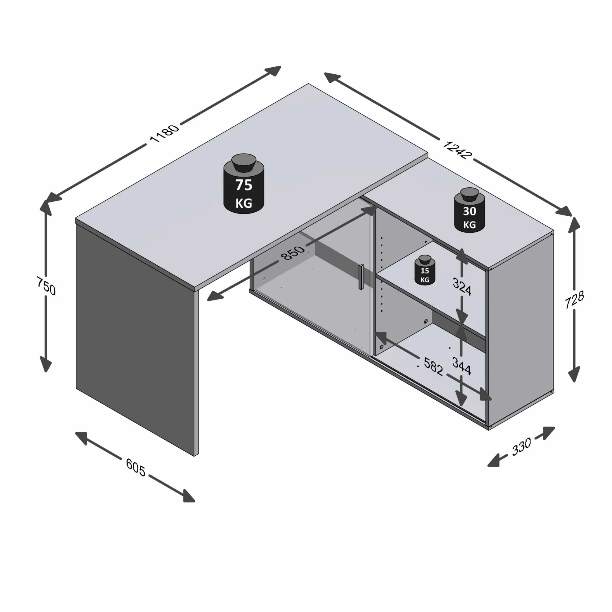 Bureaus^Huisenthuis Bureau Rafaël Sonoma Eiken-Antraciet