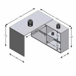 Bureaus^Huisenthuis Bureau Rafaël Wit-Antraciet