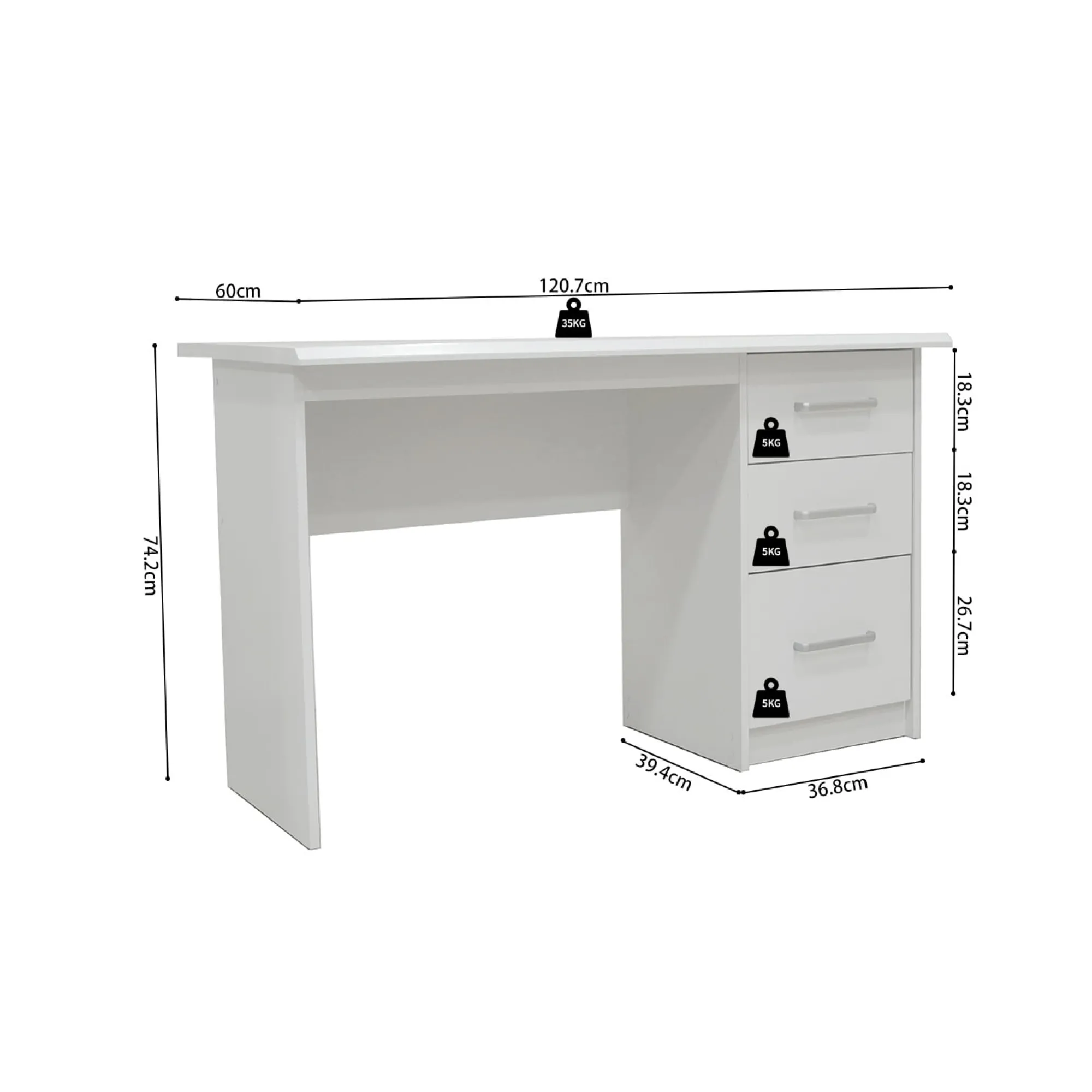 Bureaus^Huisenthuis Bureau Rinke 120 cm – Met lades Wit