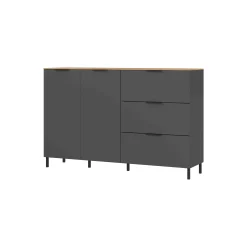 Dressoirs^Huisenthuis Dressoir Amalfi Grafiet-Eiken S