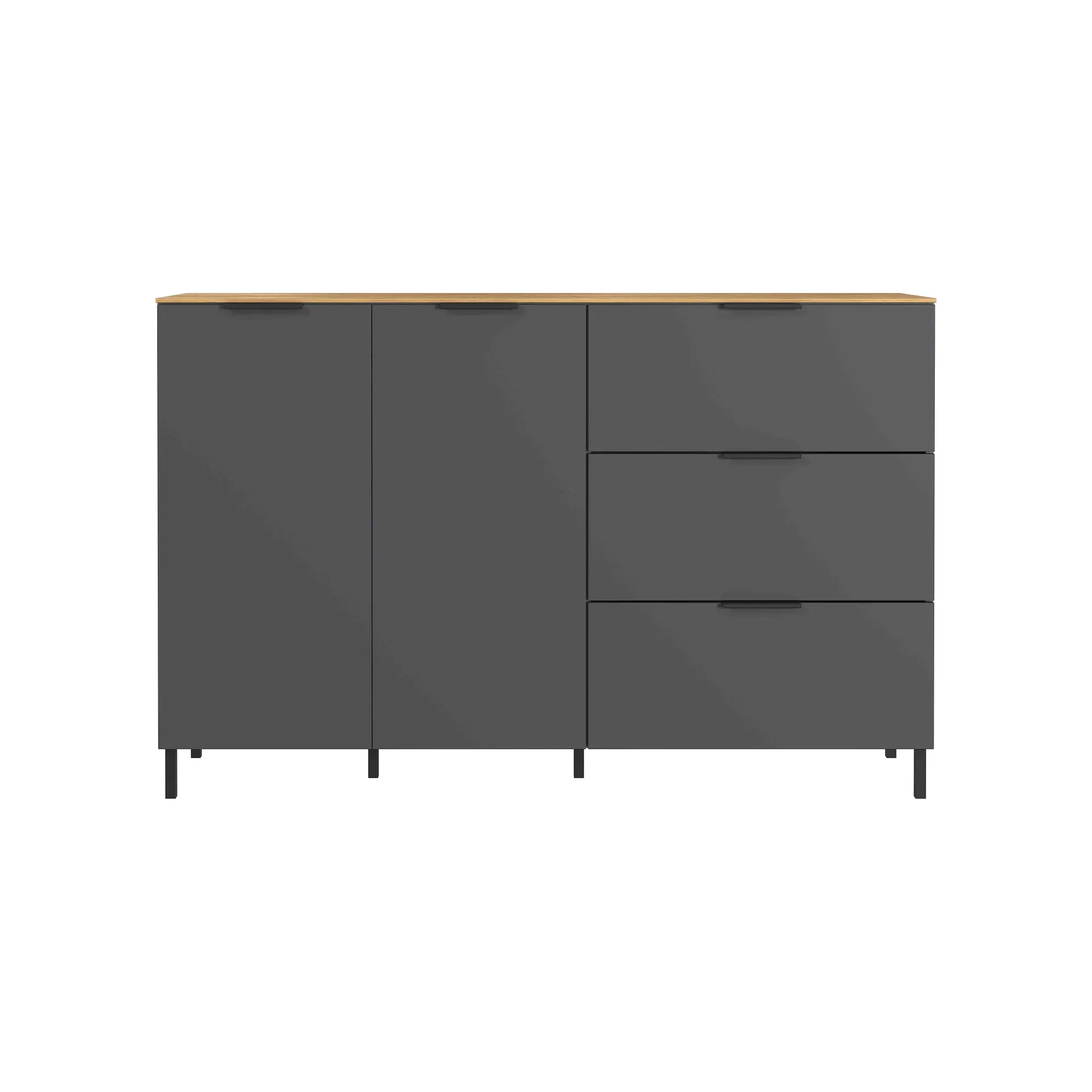 Dressoirs^Huisenthuis Dressoir Amalfi Grafiet-Eiken S