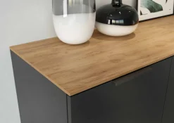 Dressoirs^Huisenthuis Dressoir Amalfi Grafiet-Eiken S