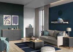 Dressoirs^Huisenthuis Dressoir Amalfi Grafiet-Eiken S
