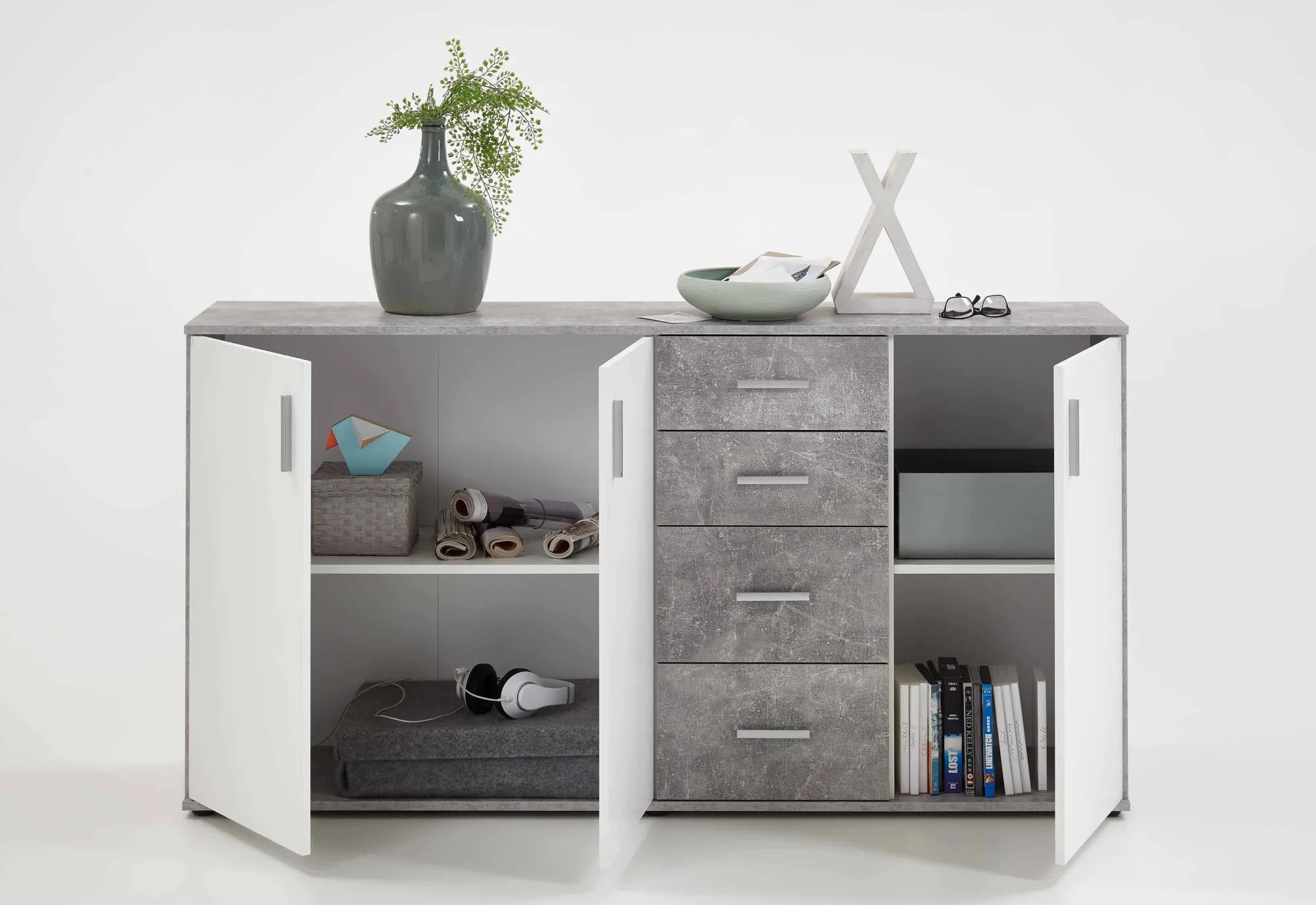 Dressoirs^Huisenthuis Dressoir Ares Beton 160 cm