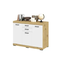 Dressoirs^Huisenthuis Dressoir Hermes 120x50x90 cm Artisan Eiken Wit