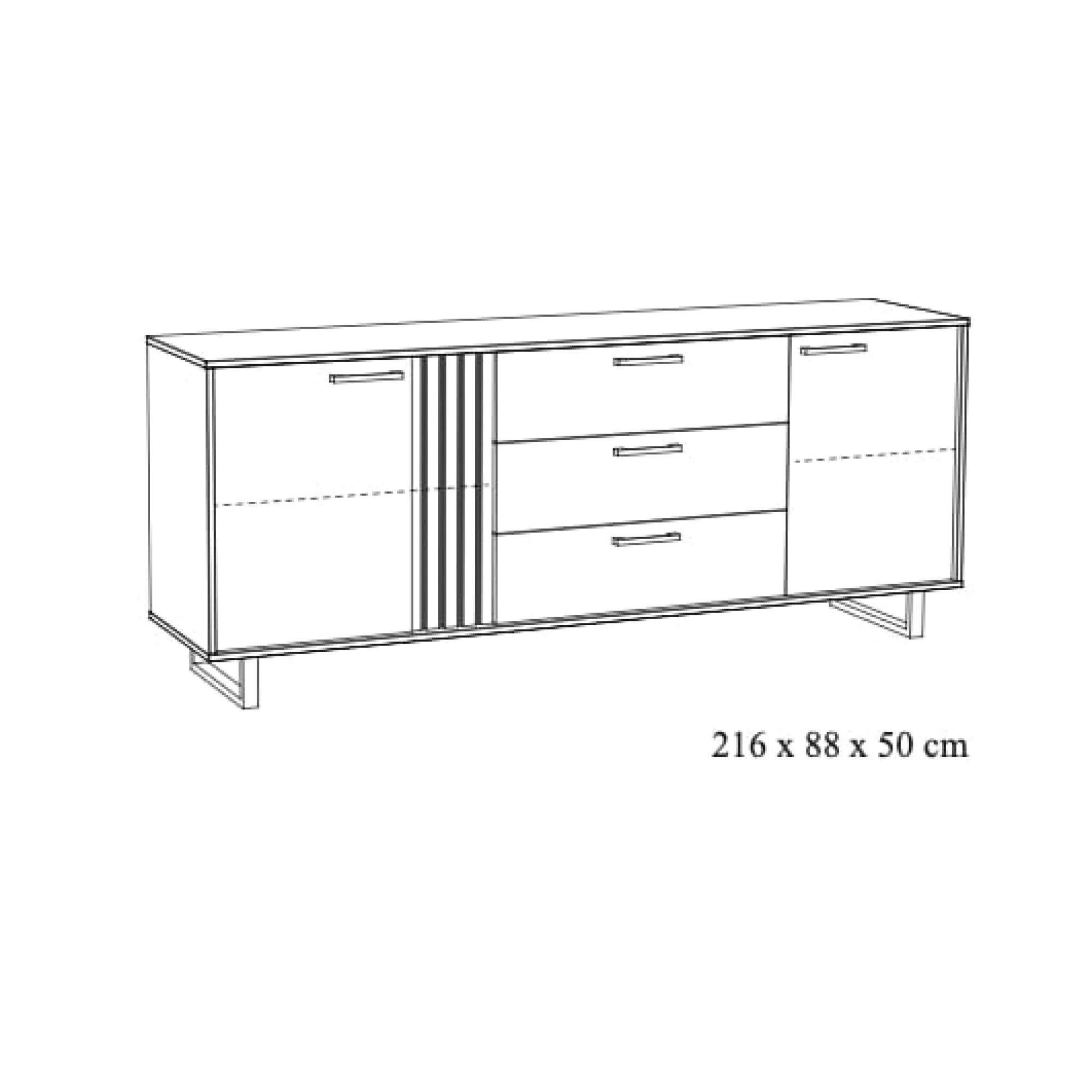 Dressoirs^Huisenthuis Dressoir Myron 216 cm Eiken