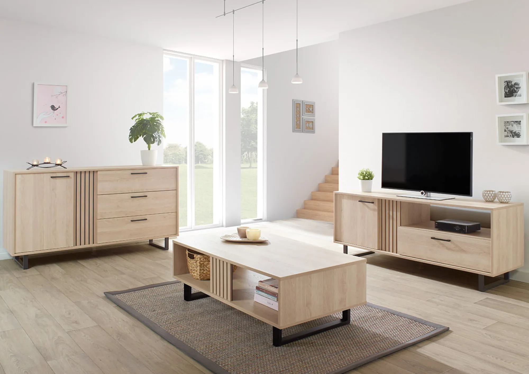 Dressoirs^Huisenthuis Dressoir Myron 164 cm Eiken