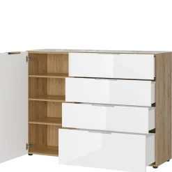 Dressoirs^Huisenthuis Dressoir Sirmione Wit-Eiken Small Eiken, Wit
