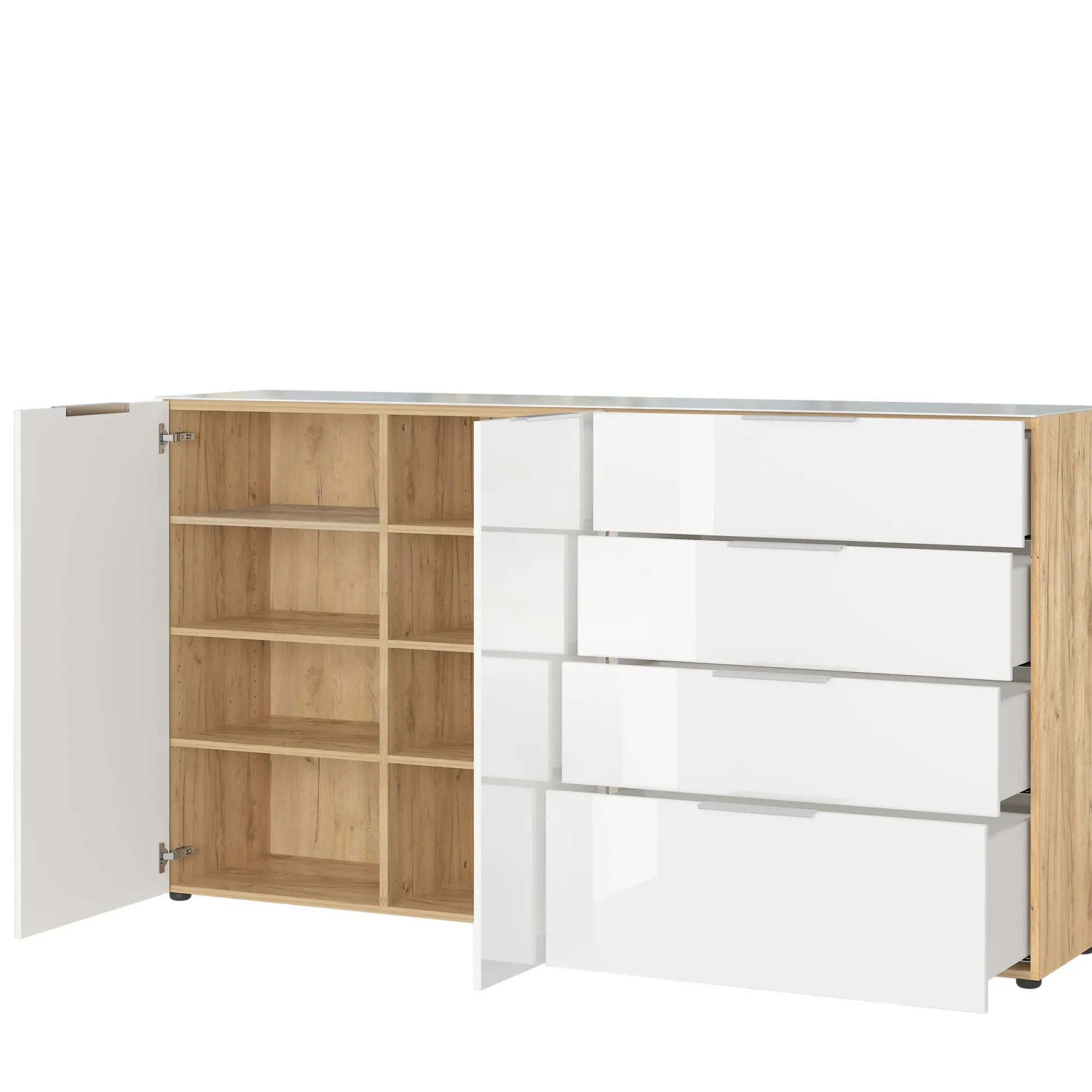 Dressoirs^Huisenthuis Dressoir Sirmione Wit-Eiken Large Eiken, Wit