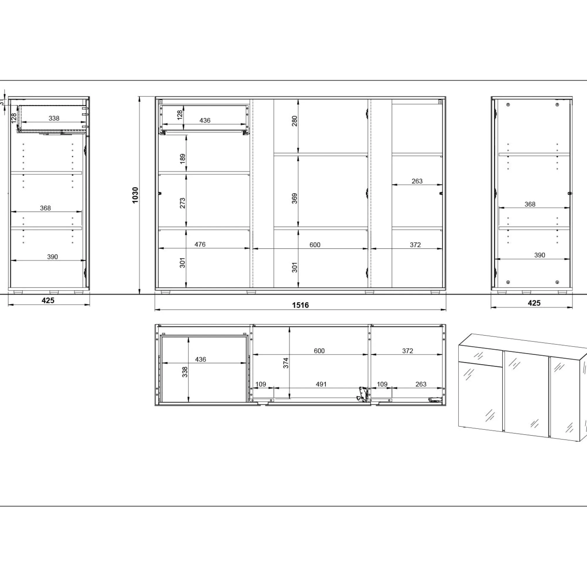 Dressoirs^Huisenthuis Dressoir Taranto Beige