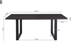 Eetkamertafels^Huisenthuis Eetkamertafel Eugene 200cm Donkerbruin