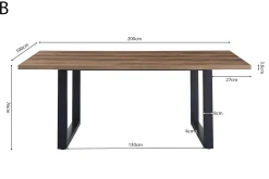 Eetkamertafels^Huisenthuis Eetkamertafel Eugene 200cm Mango