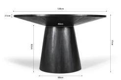 Eetkamertafels^Huisenthuis Eetkamertafel Florance Rond 130 cm Zwart