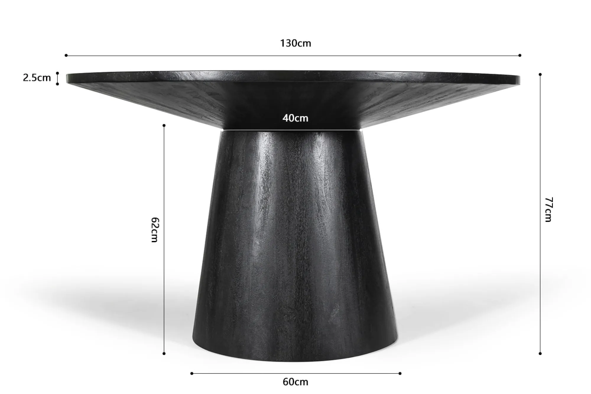 Eetkamertafels^Huisenthuis Eetkamertafel Florance Rond 130 cm Zwart