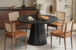 Eetkamertafels^Huisenthuis Eetkamertafel Florance Rond 130 cm Zwart