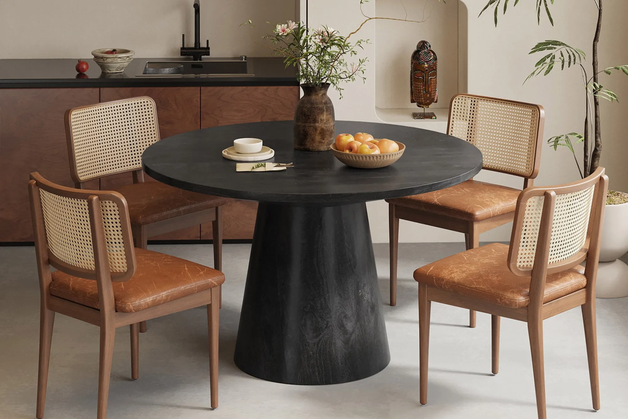 Eetkamertafels^Huisenthuis Eetkamertafel Florance Rond 130 cm Zwart
