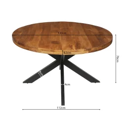 Eetkamertafels^Huisenthuis Eetkamertafel Hendrik 130cm rond Mangolia