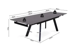 Eetkamertafels^Huisenthuis Eetkamertafel Jef Zwart 160-240 cm