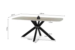 Eetkamertafels^Huisenthuis Eetkamertafel Jody Beige 180 cm
