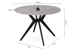 Eetkamertafels^Huisenthuis Eetkamertafel Jody Grijs Glans Rond 110 cm