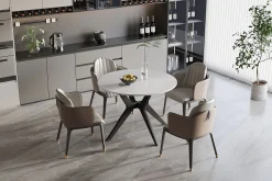Eetkamertafels^Huisenthuis Eetkamertafel Jody Wit Glans Rond 110 cm
