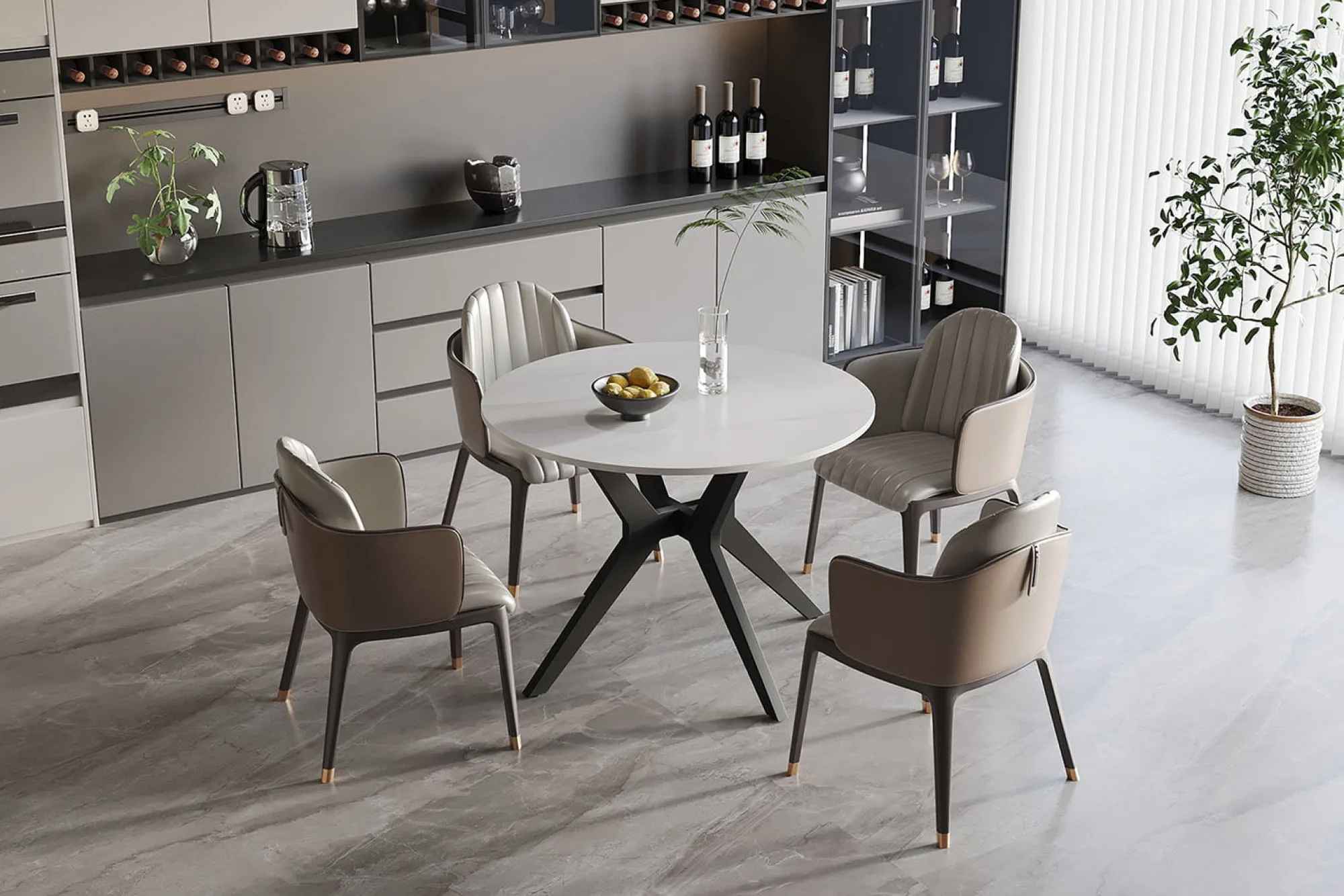Eetkamertafels^Huisenthuis Eetkamertafel Jody Wit Glans Rond 110 cm