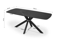 Eetkamertafels^Huisenthuis Eetkamertafel Jody 180 cm Zwart