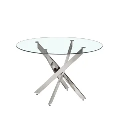Eetkamertafels^Huisenthuis Eetkamertafel Martijn Glas Rond 120 cm
