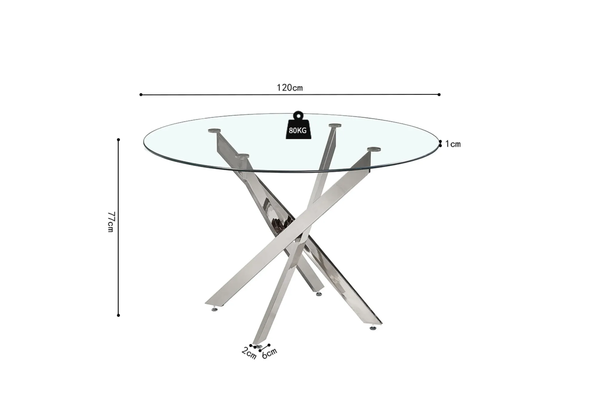 Eetkamertafels^Huisenthuis Eetkamertafel Martijn Glas Rond 120 cm
