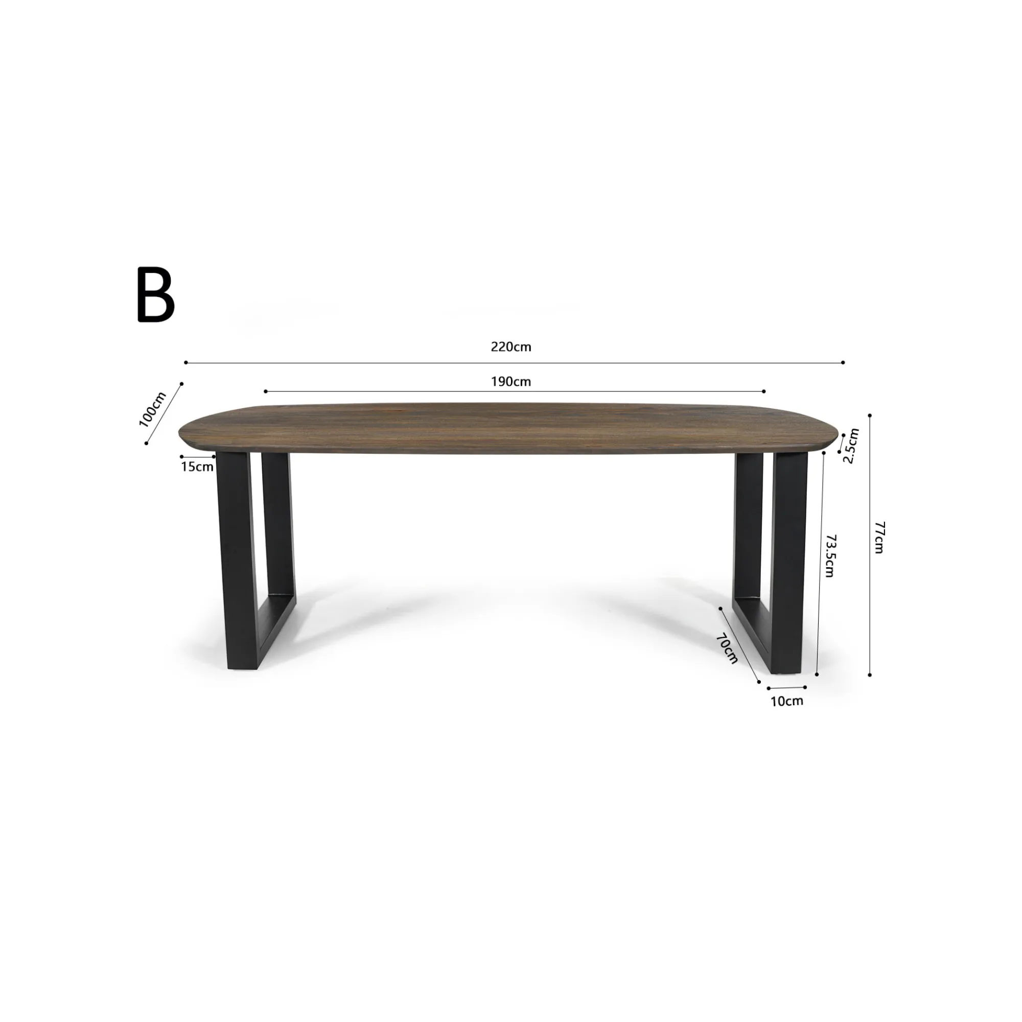 Eetkamertafels^Huisenthuis Eetkamertafel Monaco Ovaal 220 cm Tabaco